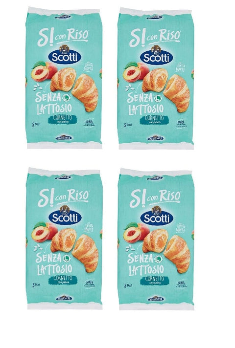 Riso Scotti Abgepackte Gebäckstücke 4x Riso Scotti Cornetto con Pesca Senza Lattosio Croissant mit Pfirsich laktosefrei ( 5 x 48 g ) 240 g Pfirsichcroissants ohne Palmöl ohne Milchproteine italienisch Origina SONDERANGEBOTl 8001860199592