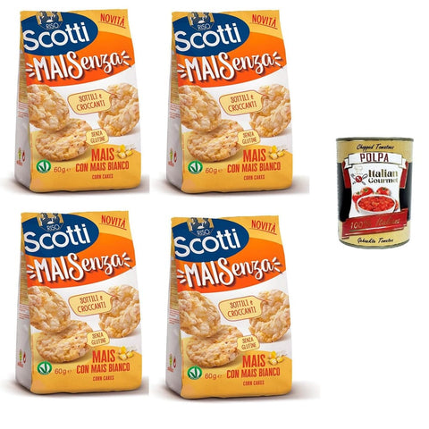Riso Scotti Flips Riso Scotti Mai Senza Mit weißem Mais 4x60 g italienisch Original Reis + kostenlos polpa 400 g 8032804040014