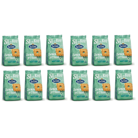 Riso Scotti Si con Riso Senza Lattosio Biscotto Rustico Rustikaler Kekse mit Reis Laktosefrei 12x 350g italienisch Original