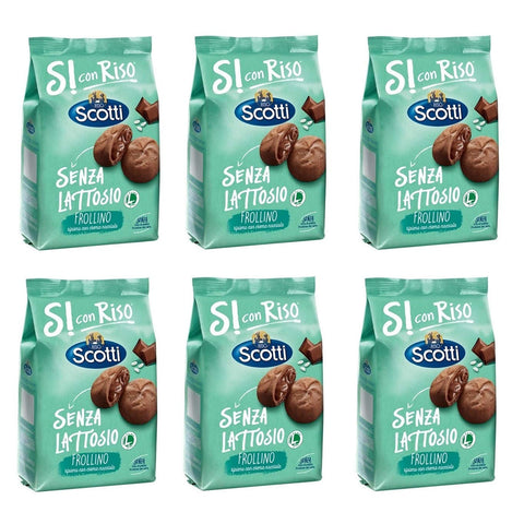 Riso Scotti Senza Lattosio Frollino ripieno con crema di nocciole Kekse Shortbread gefüllt mit Haselnusscreme Laktosefrei Ohne Palmöl und ohne Milchproteine 200 g Biscuits cookies italienisch Original