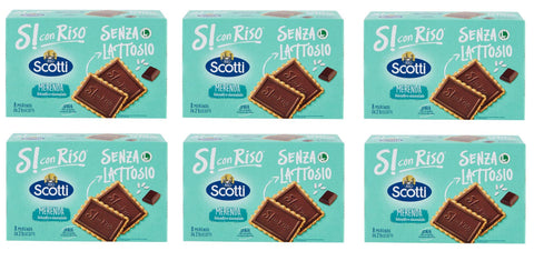 Riso Scotti Senza Lattosio Merenda Biscotto e Cioccolato Kekse mit dunkler Schokolade Laktosefrei Ohne Palmöl und ohne 8x25g Original italienisch