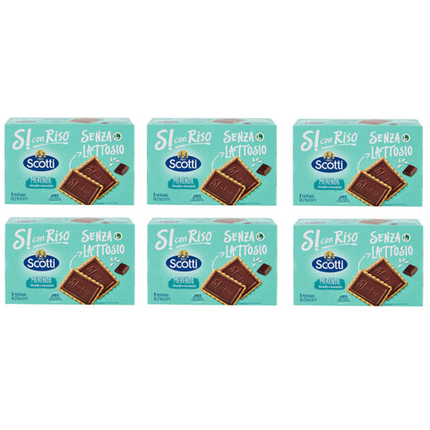 Riso Scotti Senza Lattosio Merenda Biscotto e Cioccolato Kekse mit dunkler Schokolade Laktosefrei Ohne Palmöl und ohne 8x25g Original italienisch