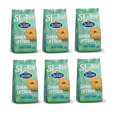 Riso Scotti Kekse 6x Riso Scotti Si con Riso Senza Lattosio Biscotto Rustico Rustikaler Kekse mit Reis Laktosefrei 350g 8001860189937