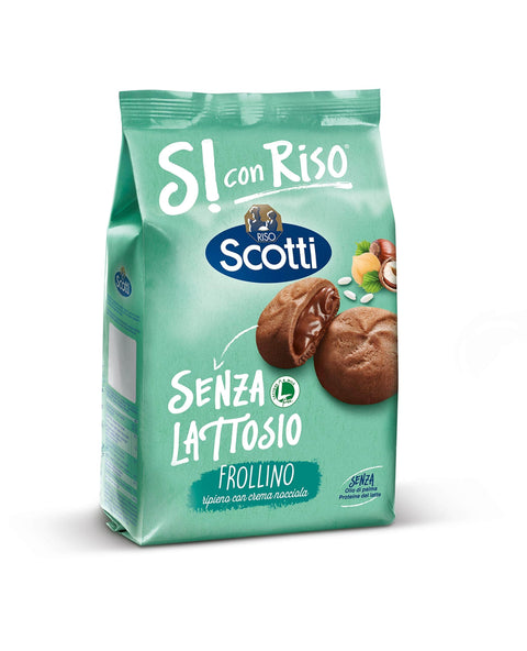Riso Scotti Kekse Riso Scotti Senza Lattosio Frollino ripieno con crema di nocciole Kekse Shortbread gefüllt mit Haselnusscreme Laktosefrei Ohne Palmöl und ohne Milchproteine 200g Biscuits cookies 8001860199585