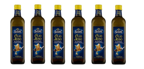 Riso Scotti Öl 6x Scotti Olio di riso 750ml öl Reisöl für Gewürze flasche zartes Öl 8001860500008