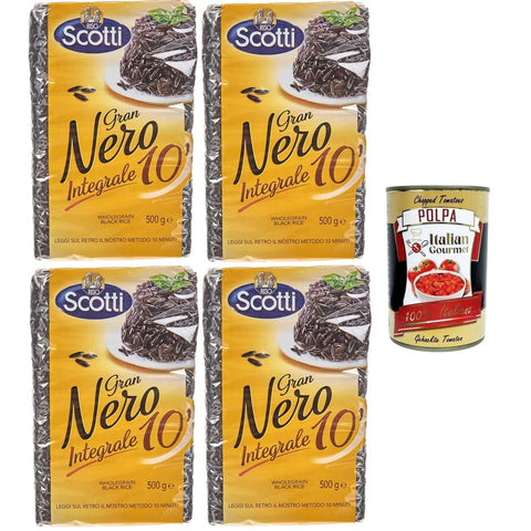 Riso Scotti Reis Riso Scotti Gran Nero Integrale 10' Schwarzbrauner Reis 4x 500 gr italienisch Original 8032804040014