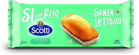 Riso Scotti PlumCake con Riso Senza Lattosio Pflaumenkuchen mit Reis laktosefrei ( 6 x 31,7g ) 190g kuchen ohne Palmöl ohne Milchproteine 3x Original italienisch
