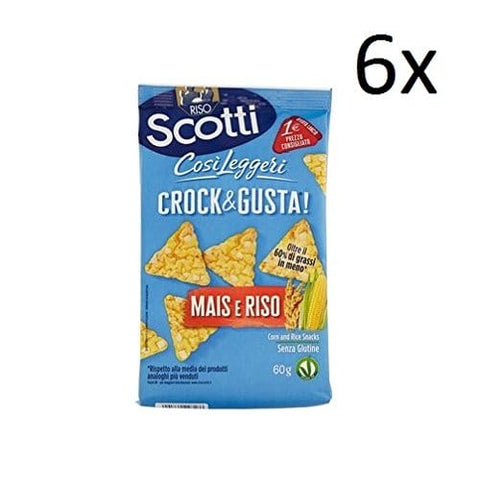 Riso Scotti Crock & gusta Crackers gesalzen Salzgebäck Mais und Reis 60 g 6x italienisch Original Snack