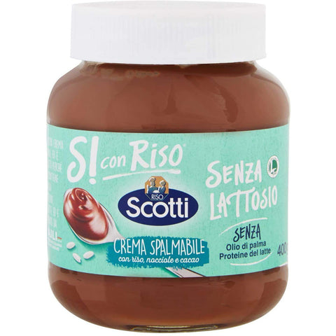Riso Scotti Si con Riso - Streichcreme mit Reis, Haselnüssen und Kakao - laktosefreie, glutenfreie, palmölfreie Schokoladencremes 400 gr 6x Original italienisch