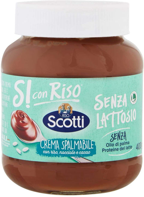 Riso Scotti Si con Riso - Streichcreme mit Reis, Haselnüssen und Kakao - laktosefreie, glutenfreie, palmölfreie Schokoladencremes 400 gr 6x Original italienisch