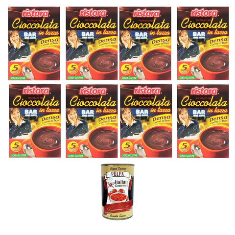 Ristora Bubble Tea Ristora Prepatato per cioccolata calda in tazza, Denso come al Bar Zubereitung für heiße Schokolade in der Tasse, dicht wie an der Bar 8x125gr Original italienisch inkl. Italian Gourmet Polpa 400g 8032804040014