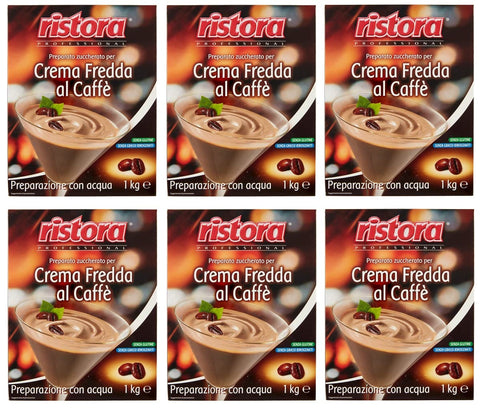Ristora Professional Crema Fredda al Caffè Gesüßte Zubereitung für Cold Cream Glutenfrei Zubereitung mit Wasser 6x 1Kg italienisch Original