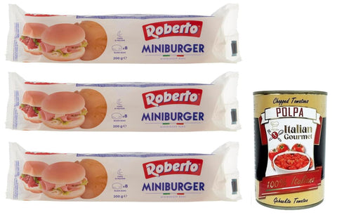 Roberto Miniburger Brot,Packung mit 200 g, Jede Packung enthält 8 Miniburger Brot & Backwaren italienisch Original
