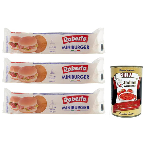 Roberto Miniburger Brot,Packung mit 200 g, Jede Packung enthält 8 Miniburger Brot & Backwaren italienisch Original