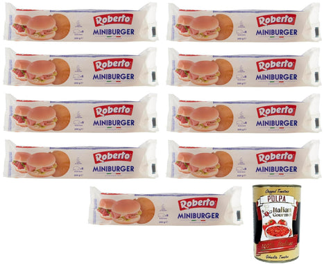 Roberto Miniburger Brot,Packung mit 200 g, Jede Packung enthält 8 Miniburger Brot & Backwaren italienisch Original