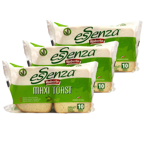 Roberto Brot & Backwaren Roberto - 3er Pack Original italienisches Maxi Toast Essenza mit Olivenöl - Sandwich Toast Brot ideal für die mediterrane Küche - Sandwichtoast in 500 g Packung 8003490041708