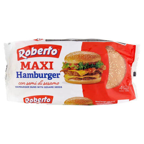 Roberto Brot & Backwaren Roberto Maxi Hamburger Brötchen mit Sesam – Perfekt für saftige Burger & Sandwiches, 7x300gr + Italian Gourmet polpa 8003490036308