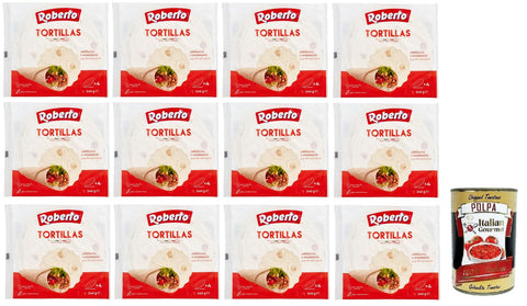 Roberto Tortillas, Packung mit, Jede Packung enthält 4 Weiße Weizentortillas 12x240g Original italienisch Gebäck