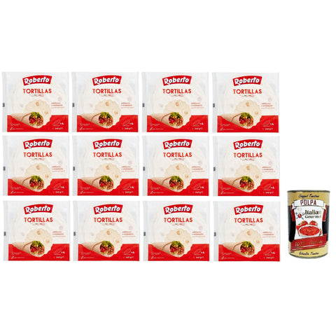 Roberto Tortillas, Packung mit, Jede Packung enthält 4 Weiße Weizentortillas 12x240g Original italienisch Gebäck