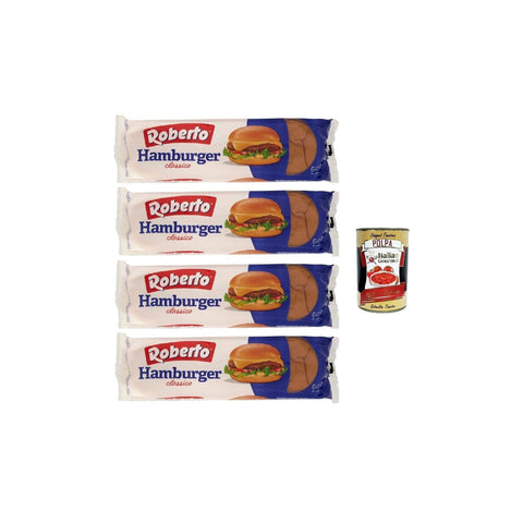 Roberto Hamburger Brot Packung mit Jede Packung enthält 6 Hamburger Buns 300 g 4x italienisch Original Pastasauce + kostenlos Polpa di Pomodoro 400 g Dose