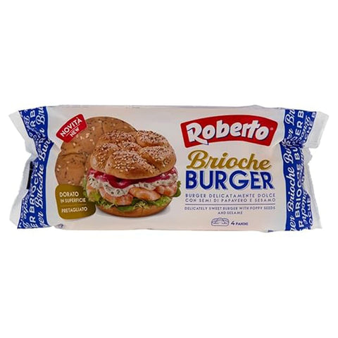 Roberto Knabberartikel Roberto Brioche Burger Brötchen weich & leicht süß Hamburger Buns mit Sesam & Mohn ideal für Burger 7x 300 g italienisch Original 8003490047977
