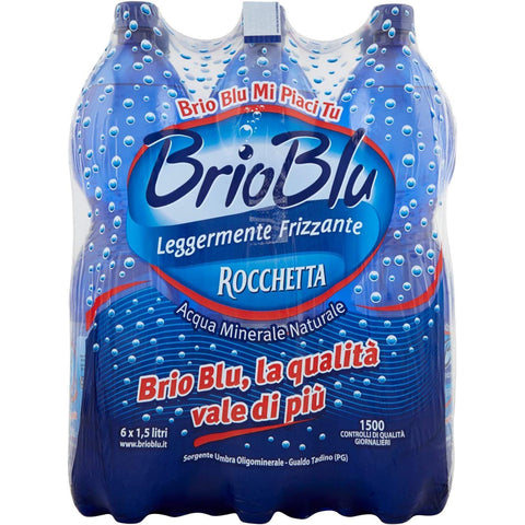 ROCCHETTA Brio Blu Acqua Minerale Naturale Leggermente Frizzante Natürliches Mineralwasser Leicht funkelnd Wasser 12x 1,5Lt italienisch Original