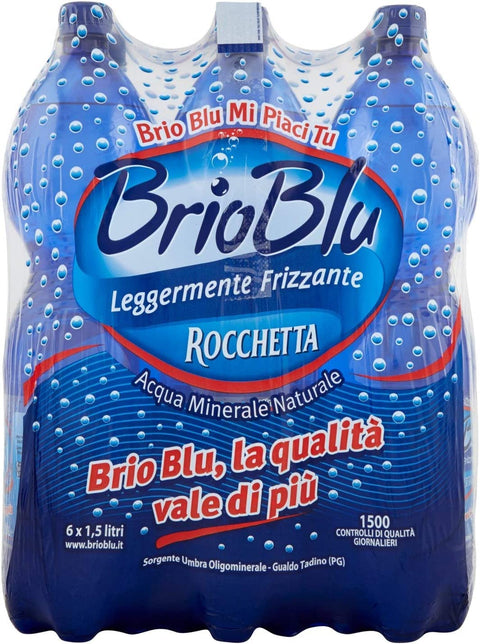 ROCCHETTA Brio Blu Acqua Minerale Naturale Leggermente Frizzante Natürliches Mineralwasser Leicht funkelnd Wasser 12x 1,5Lt italienisch Original