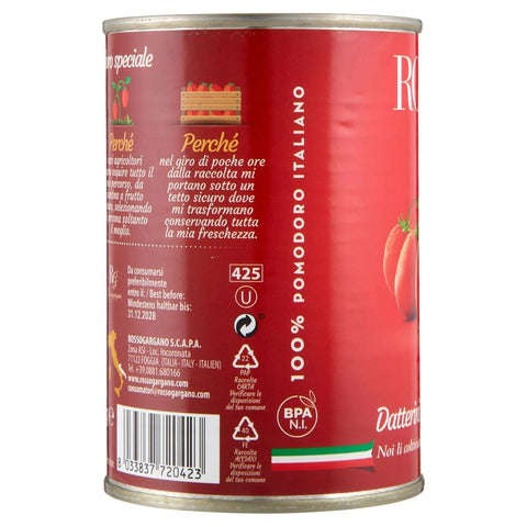 Rosso Gargano Gemüse Rosso Gargano pomodori Datterini Pelati di Puglia, 100 % italienische Datterini-Tomaten, geschält in der Dose, ideal für Pizza, Pasta, Saucen und die mediterrane Küche, 48 x 400 g 8033837720423