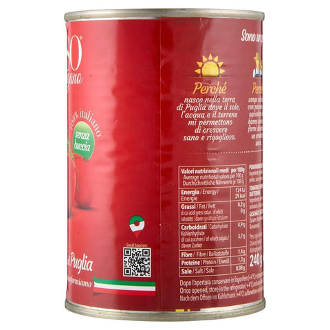Rosso Gargano Gemüse Rosso Gargano pomodori Datterini Pelati di Puglia, 100 % italienische Datterini-Tomaten, geschält in der Dose, ideal für Pizza, Pasta, Saucen und die mediterrane Küche, 48 x 400 g 8033837720423