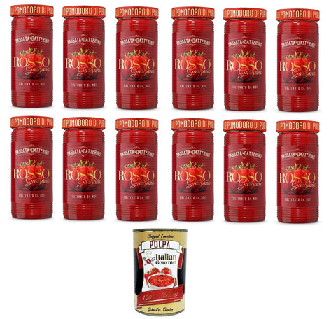 Rosso Gargano Koch- & Backzutaten Rosso Gargano- Passata di Datterino Datterino-Püree 12x 290gr + Italian Gourmet Polpa di Pomodoro 400g 8033837720768