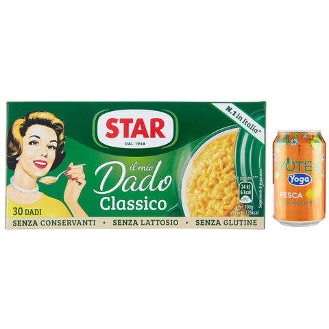 Rummo 8er-Pack Star Il Mio Dado Classico,Brühwürfel Brühe,Kartons mit 30 Würfeln Original italienisch inkl. 1er-Pack Kostenlos Yoga Eistee Pfirsich 330ml Dose