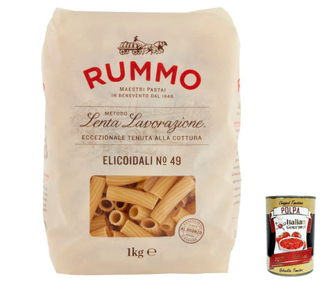 Rummo Internationale Nudeln 12x Rummo Elicoidali N. 49 Hartweizengrieß Pasta Italienische Nudeln 1kg Packung + Italian Gourmet Polpa di Pomodoro 400g Dose 8008343230490