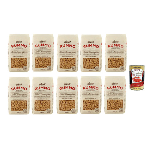 Rummo Anelli Siciliani n° 23 Pasta Lenta Lavorazione Teigwaren aus Hartweizengrieß Bronze Zeichnung 10x 500 g italienisch Original