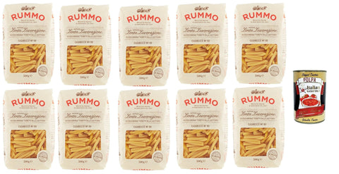 Rummo Internationale Nudeln Rummo Casarecce n° 88 Pasta Lenta Lavorazione Teigwaren aus Hartweizengrieß Bronze-Zeichnung 10x 500g + Italian Gourmet polpa 400g 8008343200882