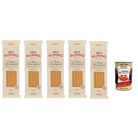 Rummo Fettucce n° 15 Pasta Lenta Lavorazione Teigwaren aus Hartweizengrieß Bronze-Zeichnung 5x500 g italienisch Original + kostenlos polpa 400 g