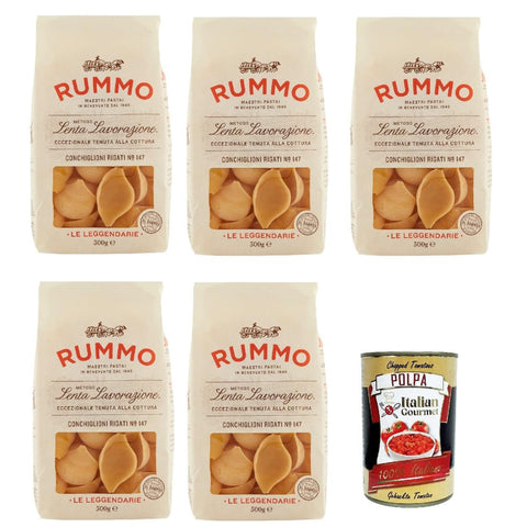 Rummo Le Leggendarie Conchiglioni Rigati 147 Pasta Lenta Lavorazione Teigwaren aus Hartweizengrieß Bronze Zeichnung 5x 500 g italienisch Original