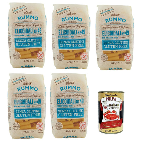 Rummo Pasta Elicoidali n. 49 senza Glutine gluten free 100% italienische Pasta nudeln glutenfrei 5x400 g italienisch Original + kostenlos polpa 400 g