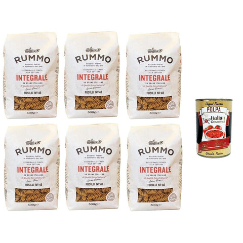 Rummo Pasta Integrale Fusilli N°48, Vollkornnudeln Nudeln Vollkorn Italienische Pasta 6x500g Original italienisch