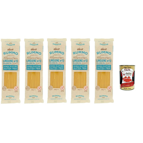 Rummo Internationale Nudeln Rummo Pasta Linguine N° 13 senza Glutine, gluten free, 100% italienische Pasta nudeln glutenfrei 5x 400g Original italienisch inkl. Italian Gourmet Polpa 400g 8008343880138