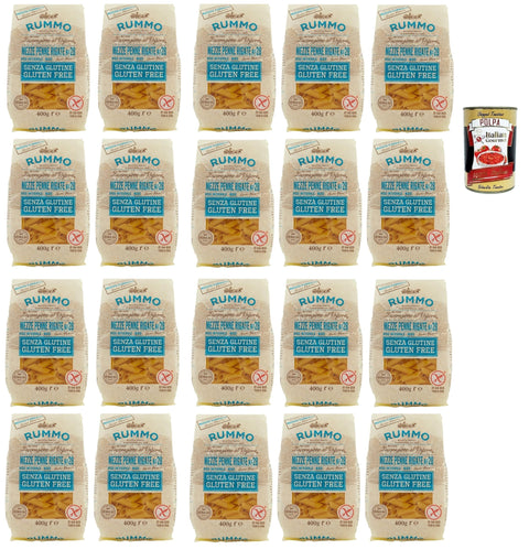 Rummo Internationale Nudeln Rummo Pasta Mezze Penne Rigate N° 28 senza Glutine, gluten free, 100% italienische Pasta nudeln glutenfrei 20x 400g + Italian Gourmet polpa 400g 8008343880282