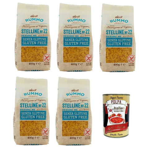 Rummo Internationale Nudeln Rummo Pasta Stelline N° 22 senza Glutine, gluten free, 100% italienische Pasta nudeln glutenfrei 5x 400g Original italienisch inkl. Italian Gourmet Polpa 400g 8008343880220