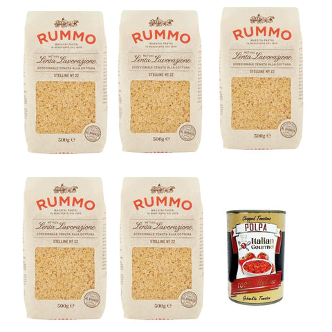 Rummo Internationale Nudeln Rummo Stelline N°22 Pasta Lenta Lavorazione Teigwaren aus Hartweizengrieß Bronze Zeichnung 5x 500 g italienisch Original 8008343200226