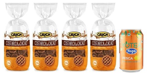 Rummo Kekse Rummo 4er-Pack Crich Kekse Costarica al Cacao Biscuits Kakaokekse,1Kg Beutel + 1er-Pack Kostenlos Yoga Eistee Pfirsich 330ml Dose 8008343709668