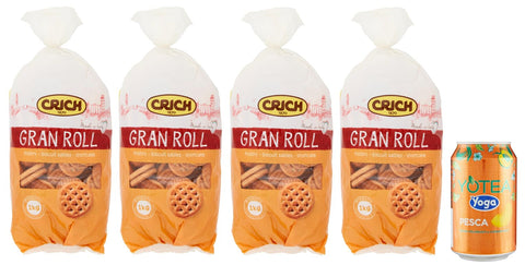 Rummo Kekse Rummo 4er-Pack Crich Kekse Gran Roll Shortbread-Kekse,Biscuits Cookies 1Kg Beutel + 1er-Pack Kostenlos Yoga Eistee Pfirsich 330ml Dose 8008343709668