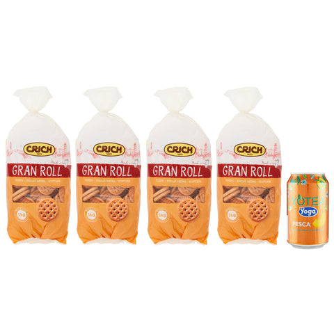 Rummo 4er Pack Crich Kekse Gran Roll Shortbread Kekse, Biscuits Cookies Beutel 1x1kg Original italienisch