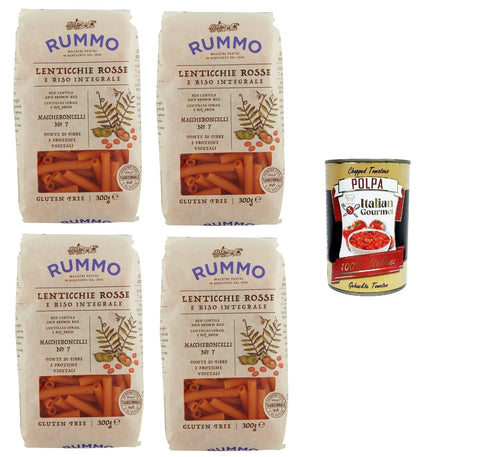 Rummo Koch- & Backzutaten Rummo Maccheroncelli N° 7 Glutenfreie Pasta aus roten Linsen und braunem Reis. 4x 300 g + Italian Gourmet polpa 400g 8008343812078