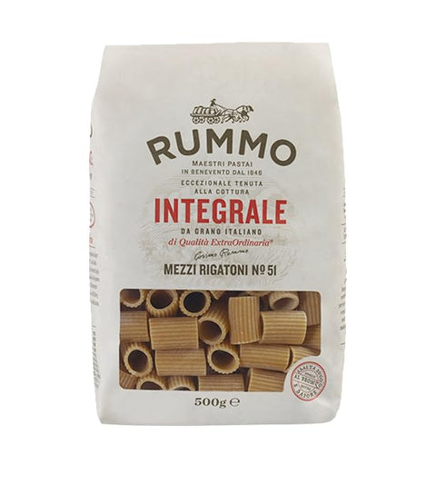 Rummo Pasta Integrale Mezzi Rigatoni N°51,Vollkornnudeln Nudeln Vollkorn Italienische Pasta 500g 16er-Pack Original italienisch