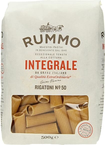 Rummo Kurze Pasta 16er-Pack Rummo Pasta Integrale Rigatoni N°50,Vollkornnudeln Nudeln Vollkorn Italienische Pasta 500g 8008343700504
