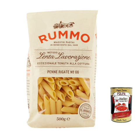 Rummo Penne rigate N. 66 Hartweizengrieß Pasta Italienische Nudeln 500 g Packung Kurze Pasta italienisch Original