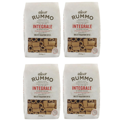 Rummo Pasta Integrale Mezzi Rigatoni N°51,Vollkornnudeln Nudeln Vollkorn Italienische Pasta 500g 4er-Pack Original italienisch